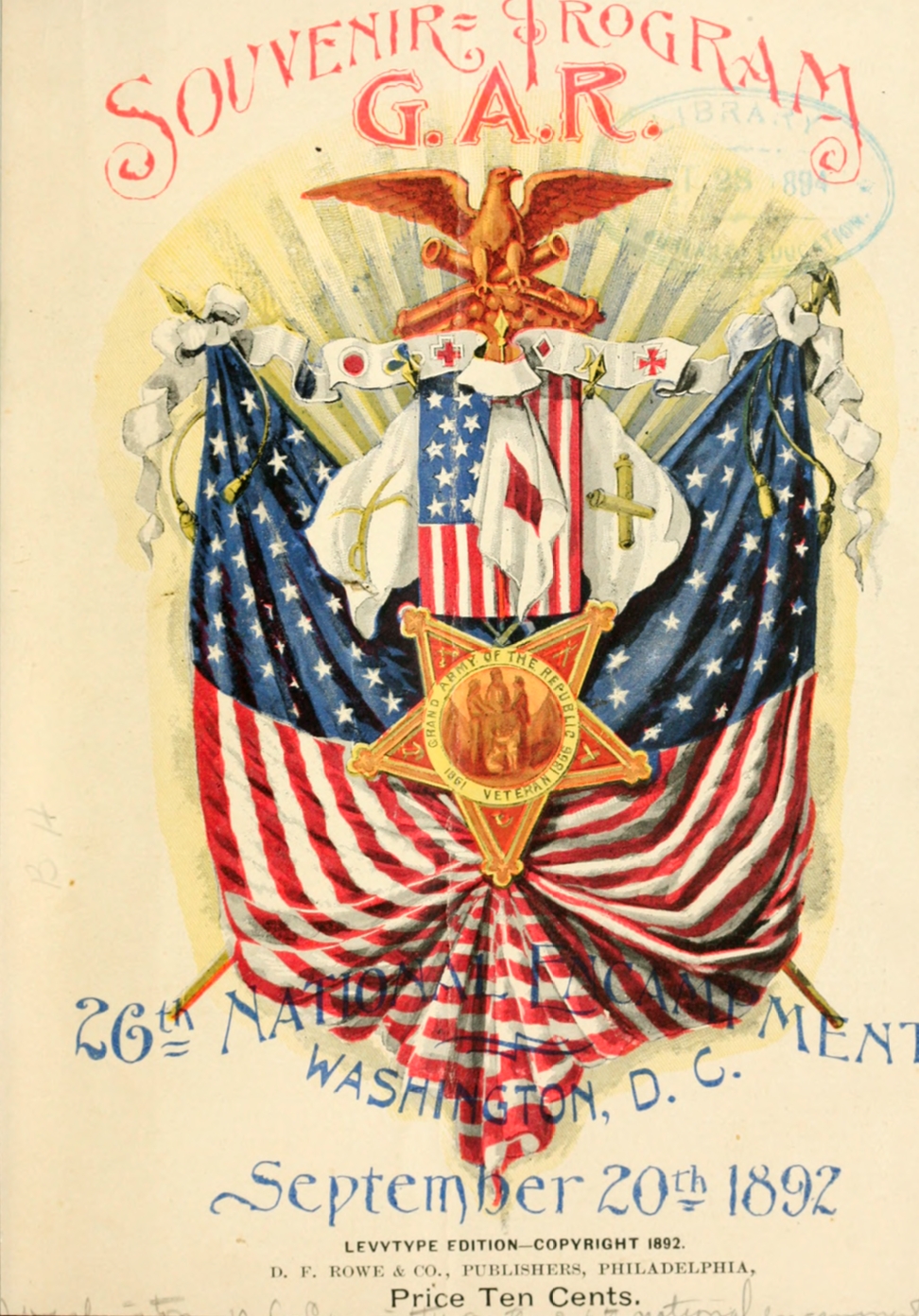 old program from early 1800s w American flags