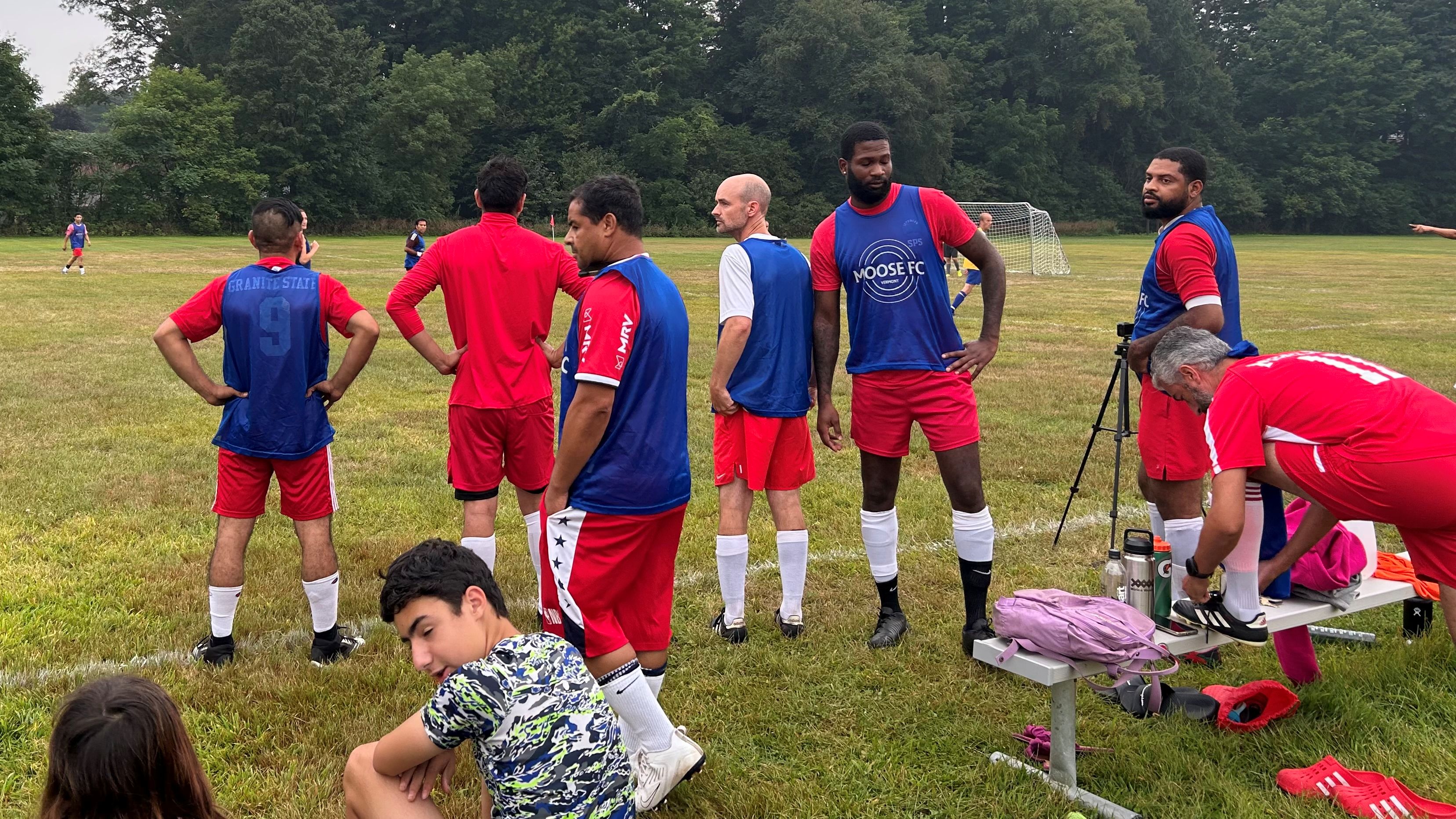 soccer team on the sideline