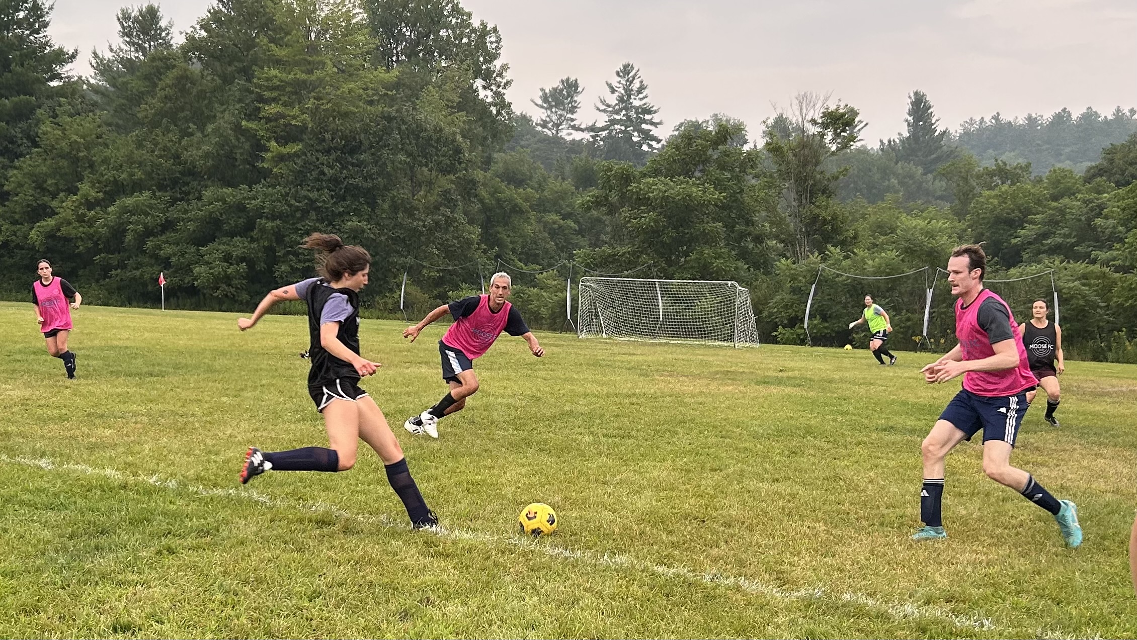 soccer game at dusk