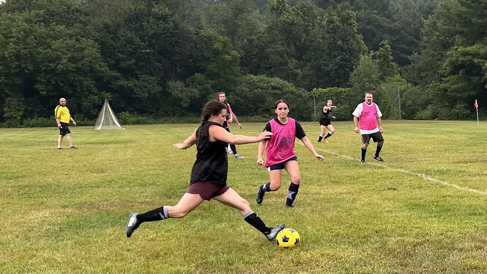 woman playing soccer