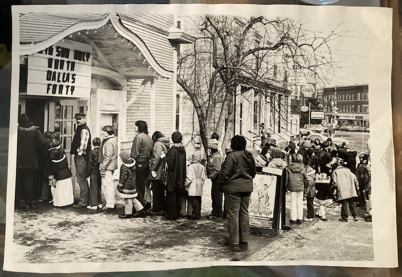 people queuing for the North Dallas Forty movie in the late seventies