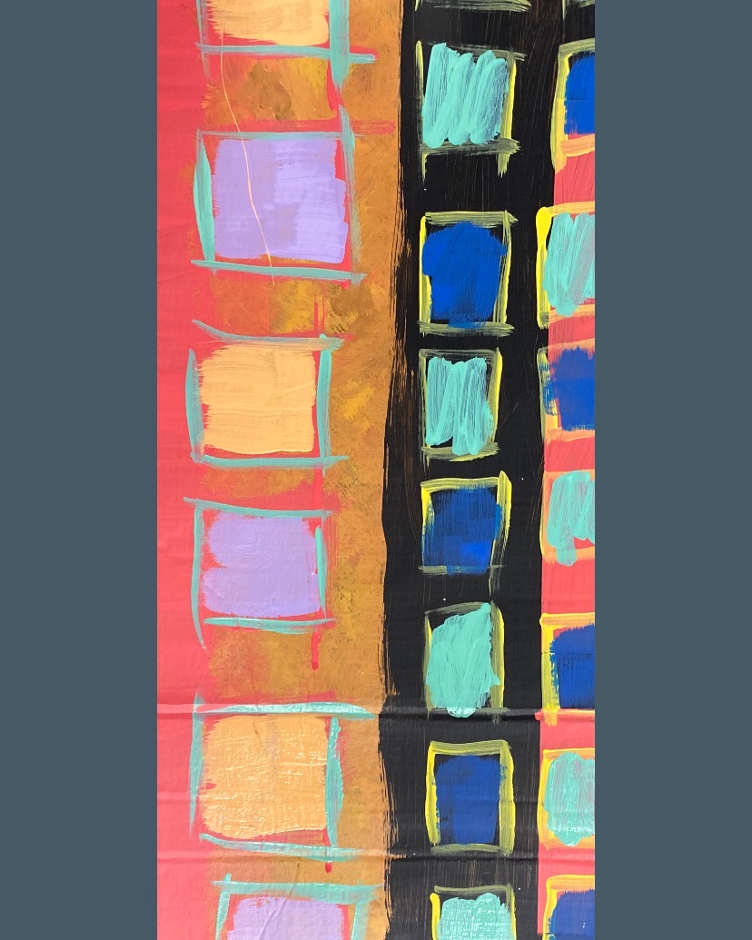 abstract painting with bright squares