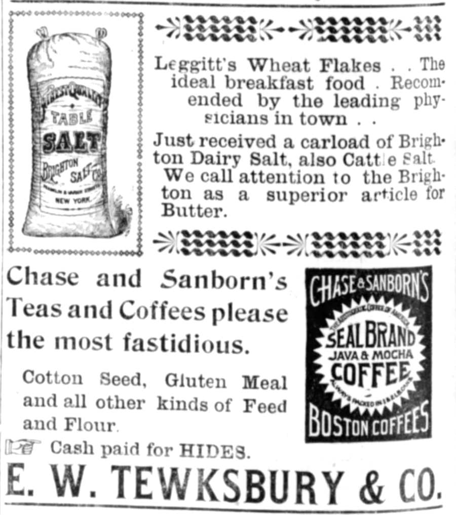 ad for Twesbury's store from 1899