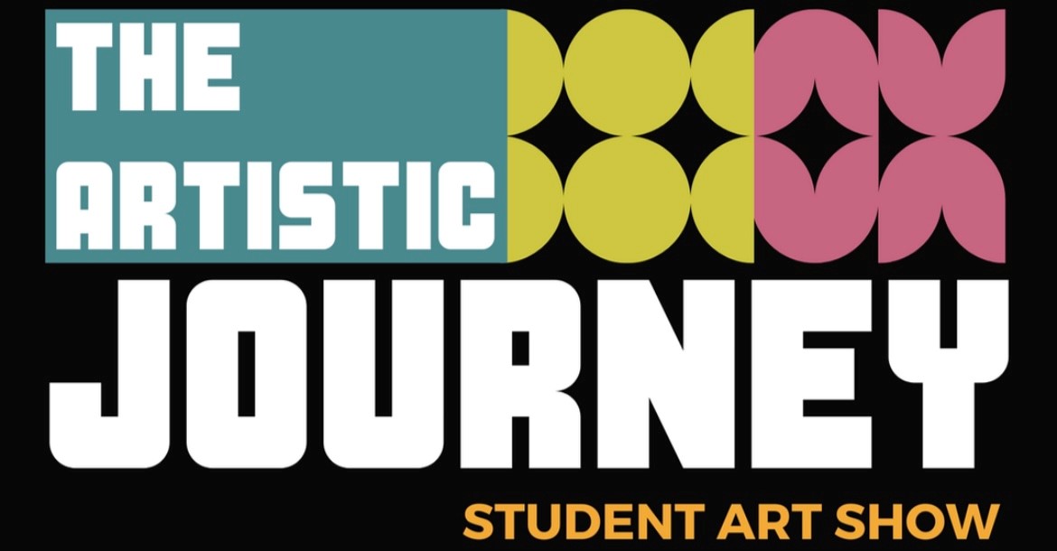 art logo for student art exhibit. Pastels and light geometric shapes