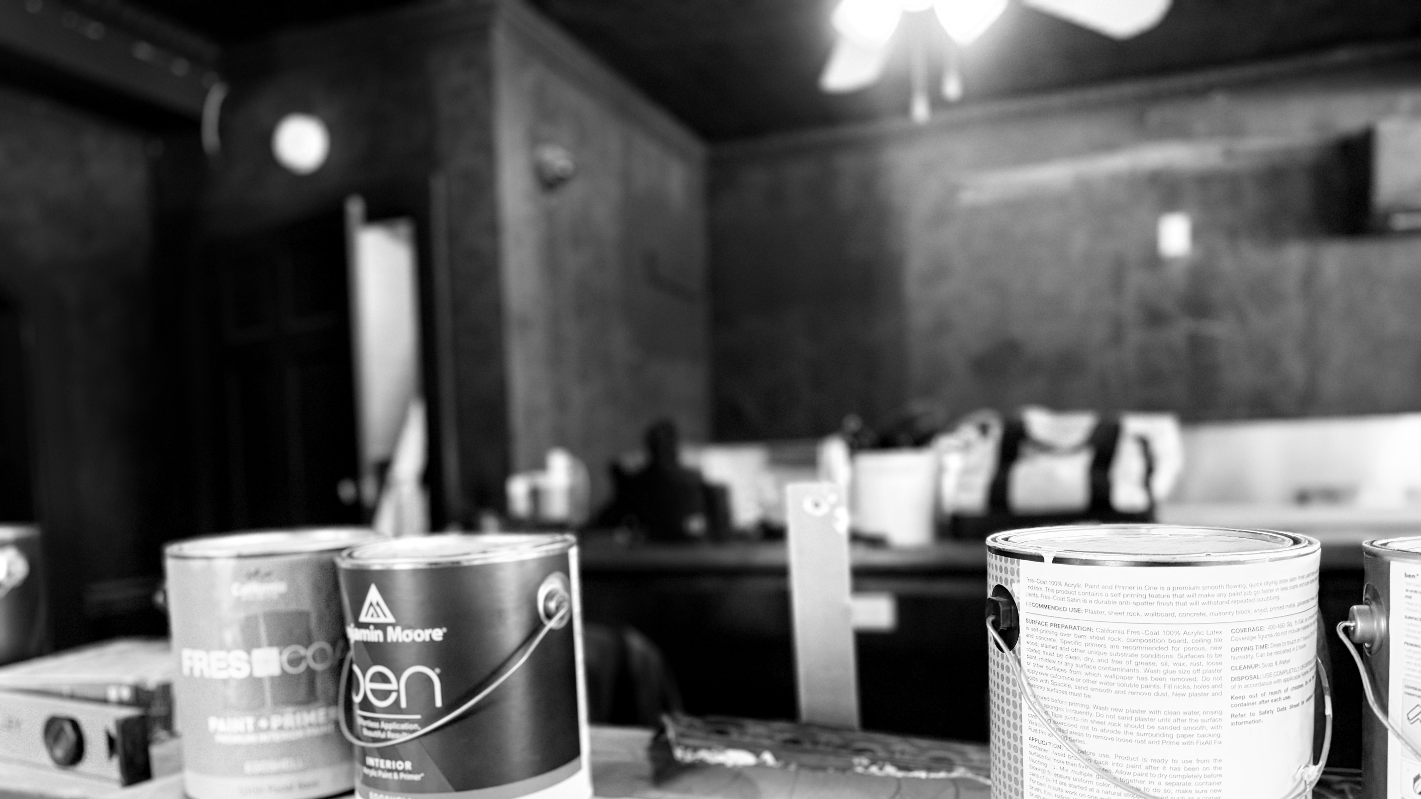 paint cans in an open bar